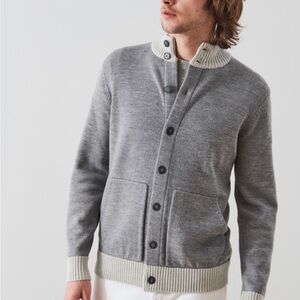 Patrick Assaraf Men's 100% Extrafine Merino Wool Button Down Sweater Large